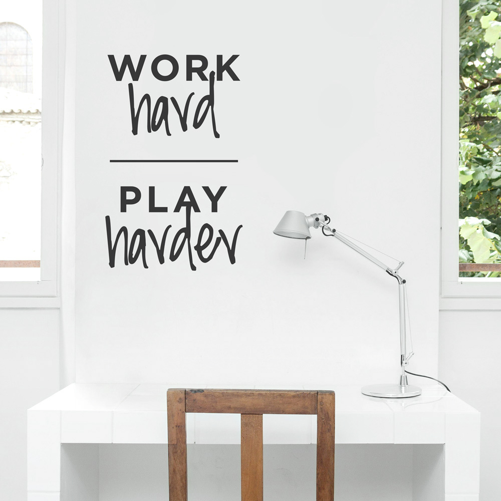 Work Hard Play Harder Quote Decals For Walls Wallums