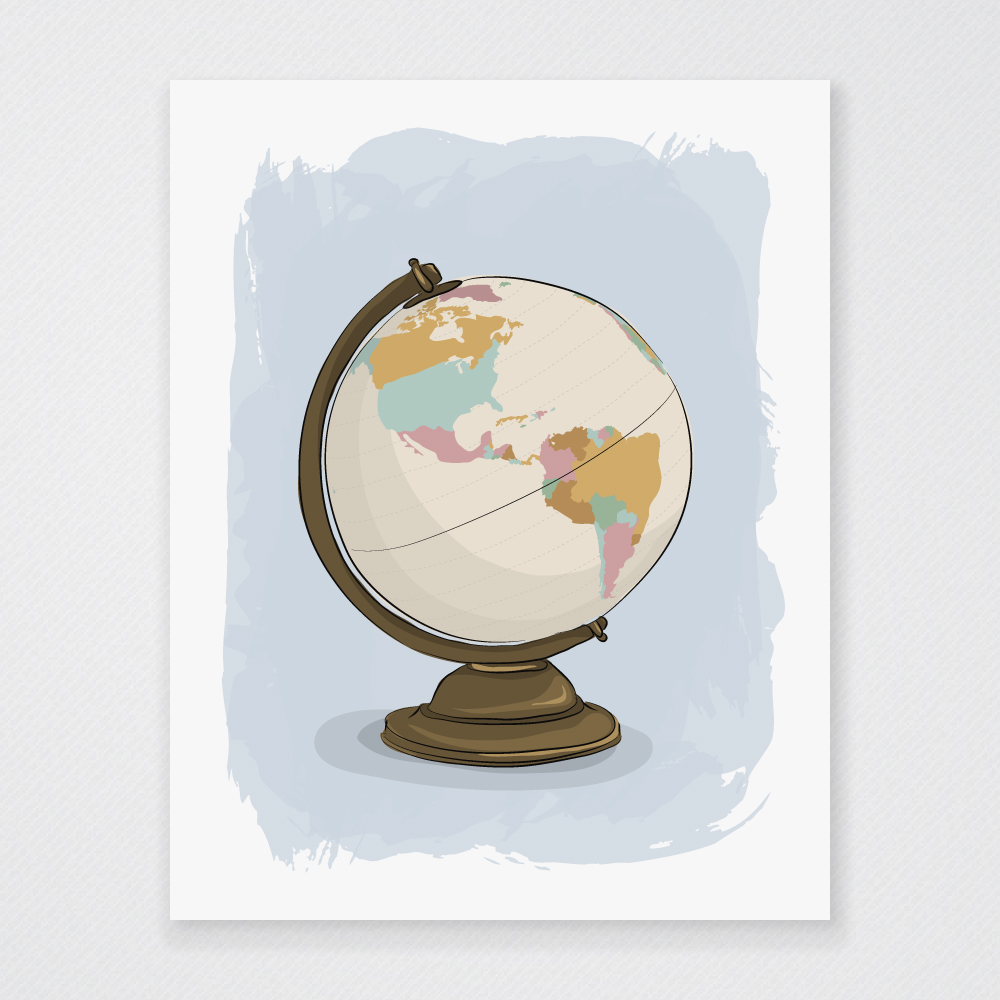 world globe art print